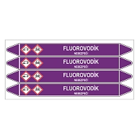 Značení potrubí, fluorovodík,4 ks, 250 × 26 mm